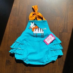 NWT RicRac Ruffles Boutique Zebra Bubble 0-3 mo